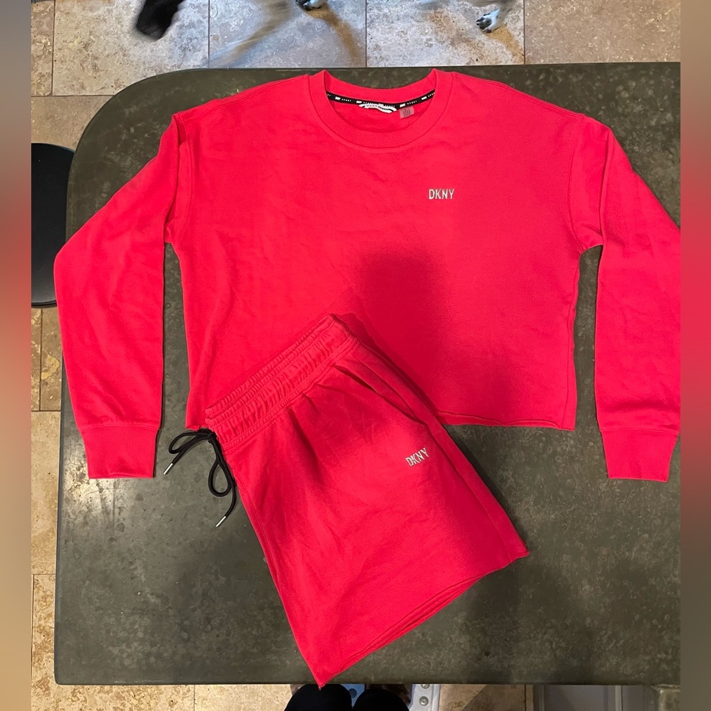 DKNY crop sweat shirt and short set. NWOT. Never worn